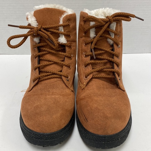 SQL Faux Fur Lined Lace Up Ankle Boots - Picture 2 of 7